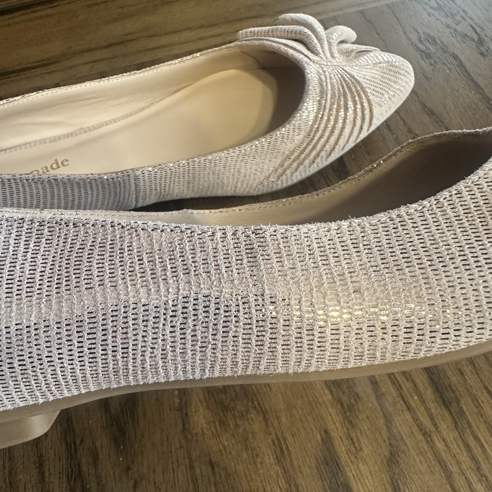 Kate Spade Flats Metallic Rose Gold Suede Leather Pointed Toe Shoes Sz 7M - Picture 10 of 11